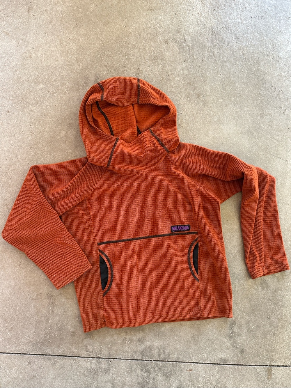 Melanzana Kids Hooded Pullover in Rust Orange - Size L (runs small)